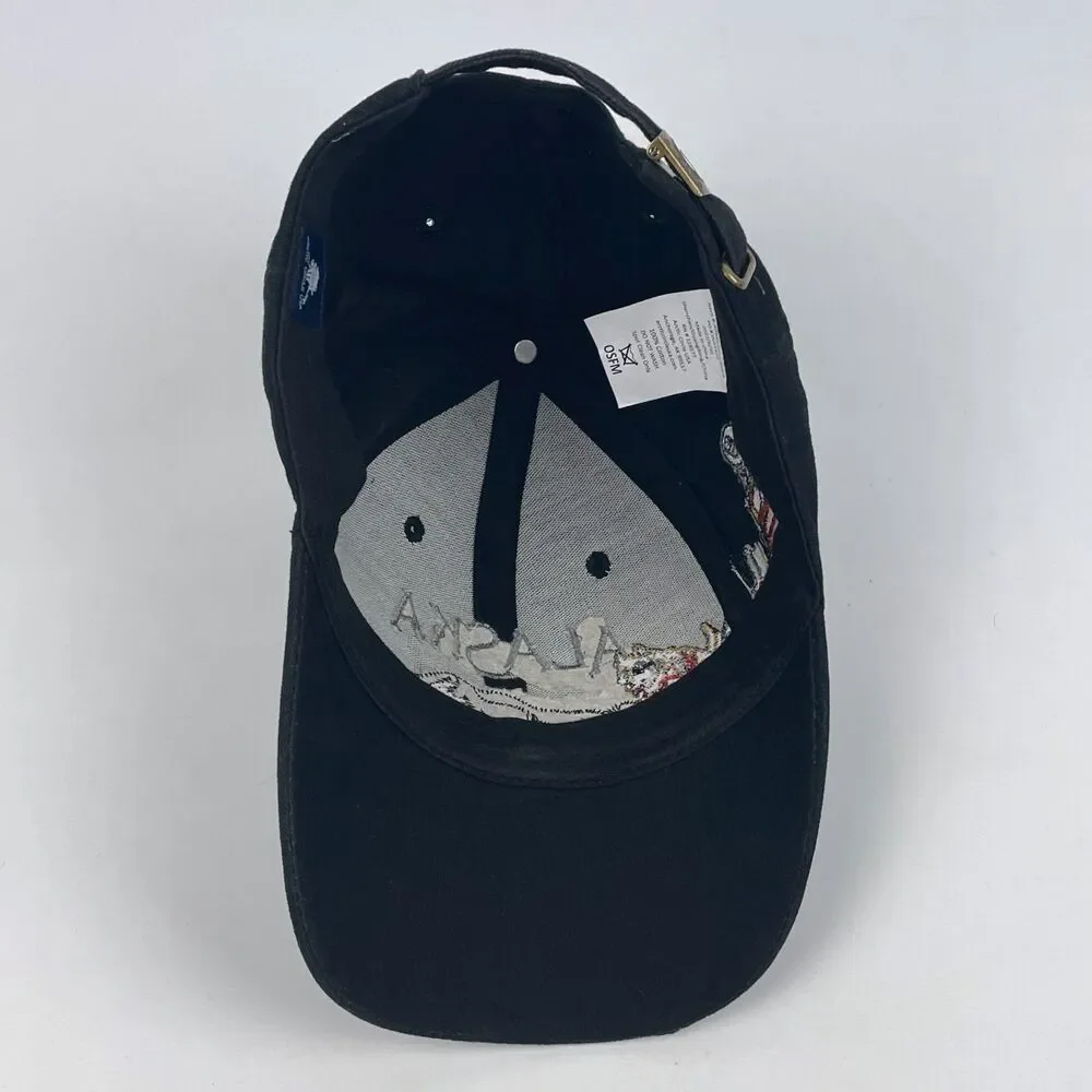 ALASKA Embroidered Husky Sled Dog Team Black Ball Hat Cap Adjustable Iditarod